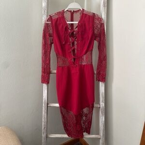 NBD Scarlet Lace Gown